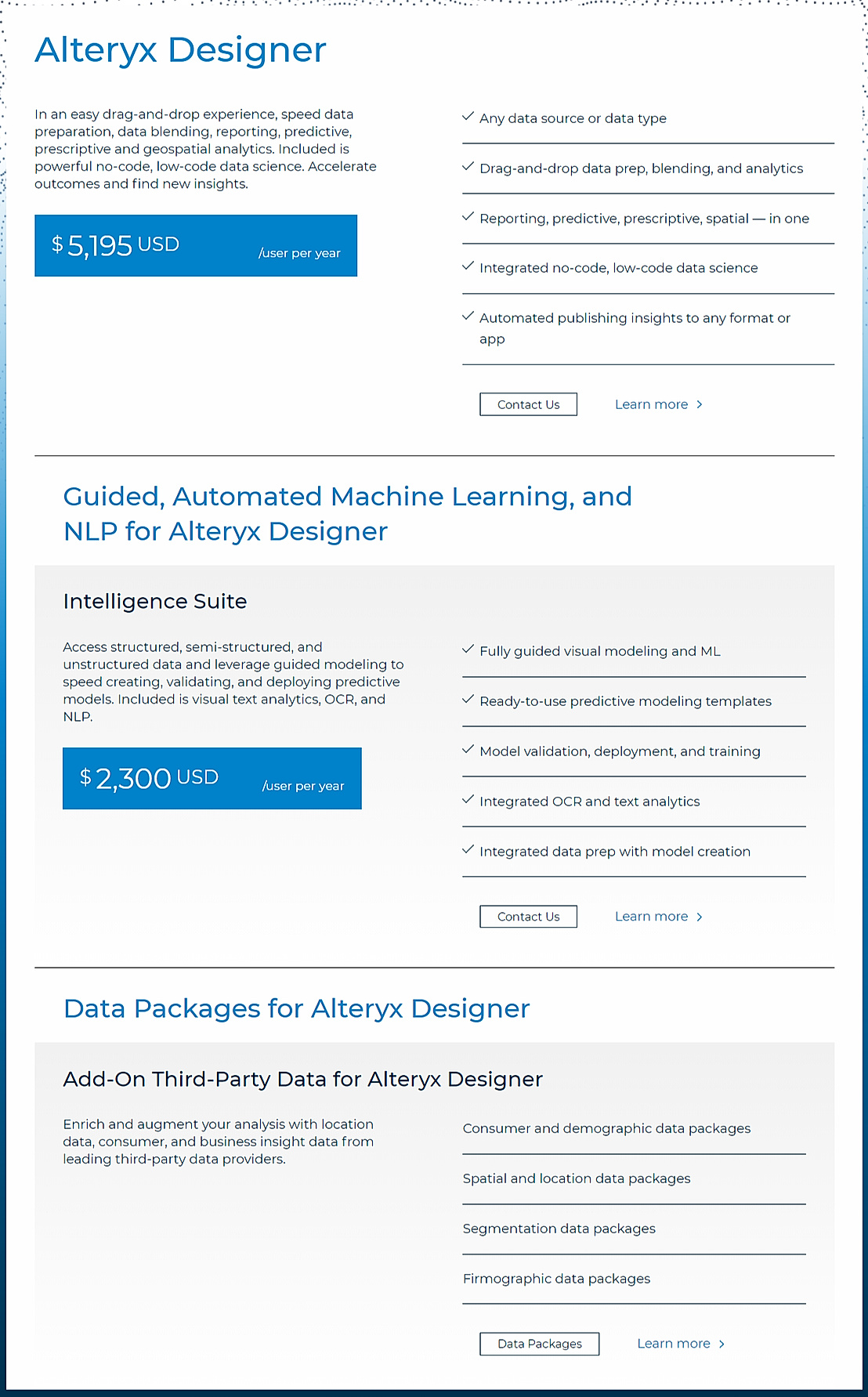 Alteryx Pricing Cost and Pricing plans