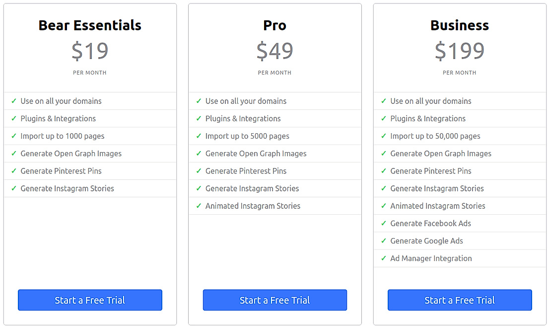 Bannerbear Pricing Cost and Pricing plans