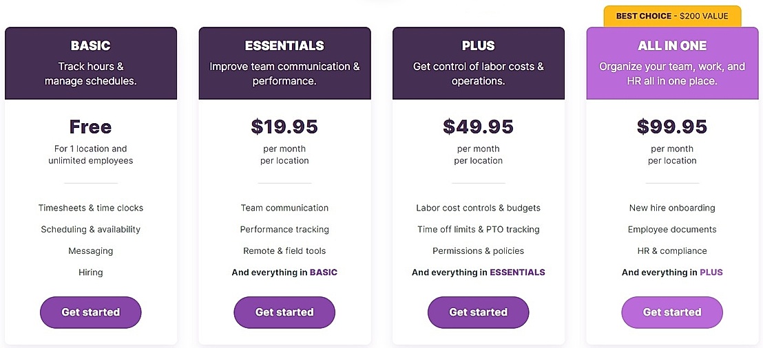 Homebase Pricing Cost and Pricing plans
