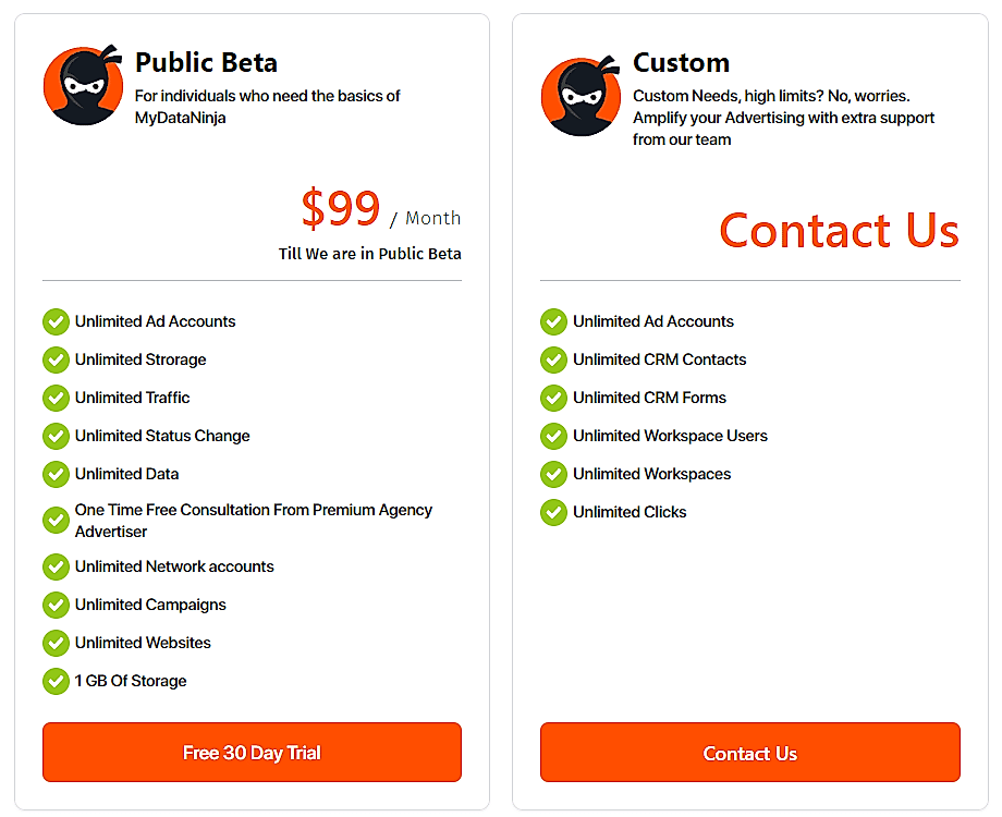 mydataninja-pricing-cost-and-pricing-plans