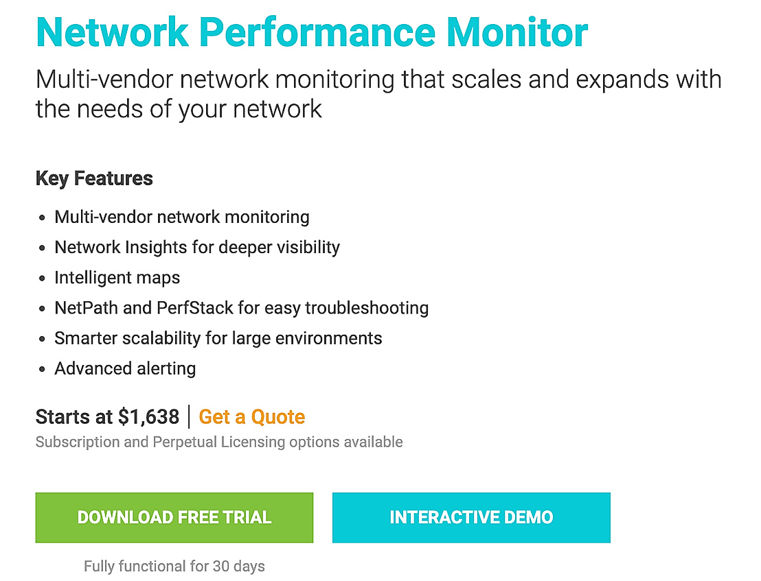 Solarwinds Network Performance Monitor Pricing Reviews And Features December 2023