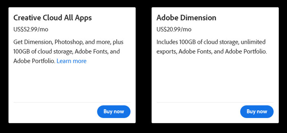 Adobe Dimension Pricing