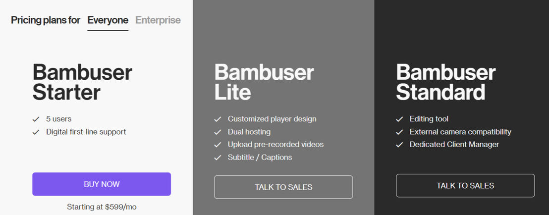 Bambuser Pricing