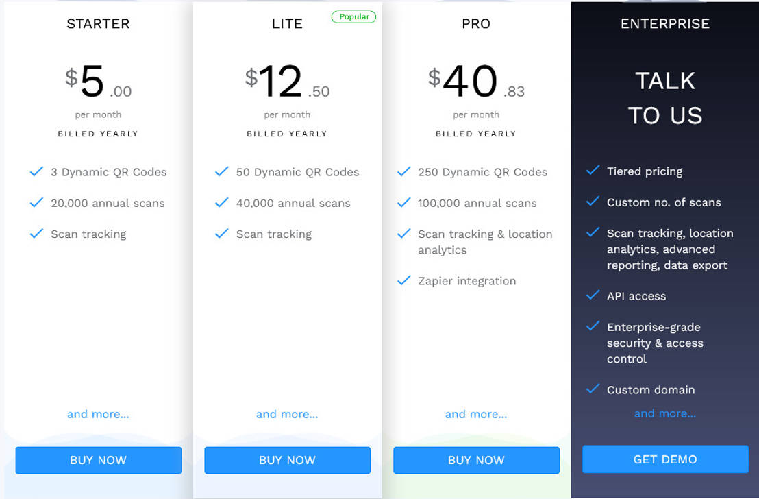 Beaconstac QR Codes Pricing Cost and Pricing plans
