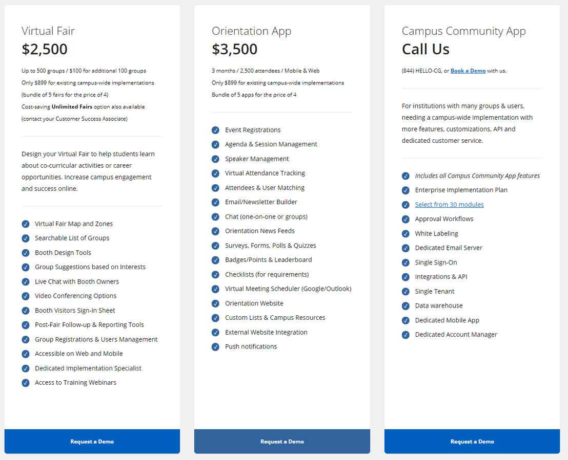 CampusGroups Pricing: Cost and Pricing plans