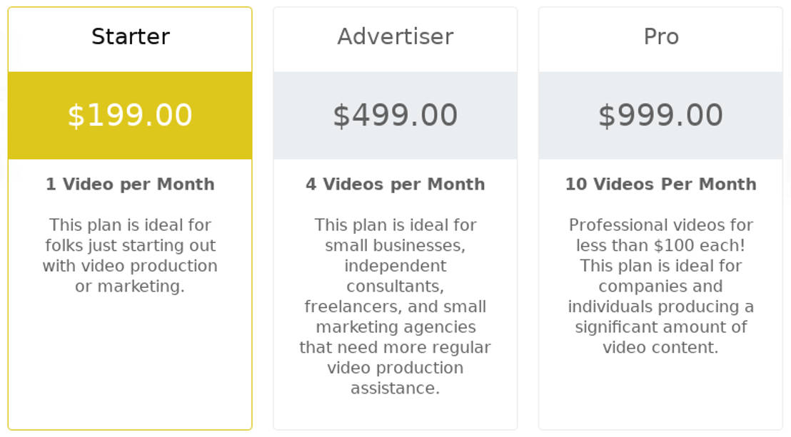 InScope Video pricing 1