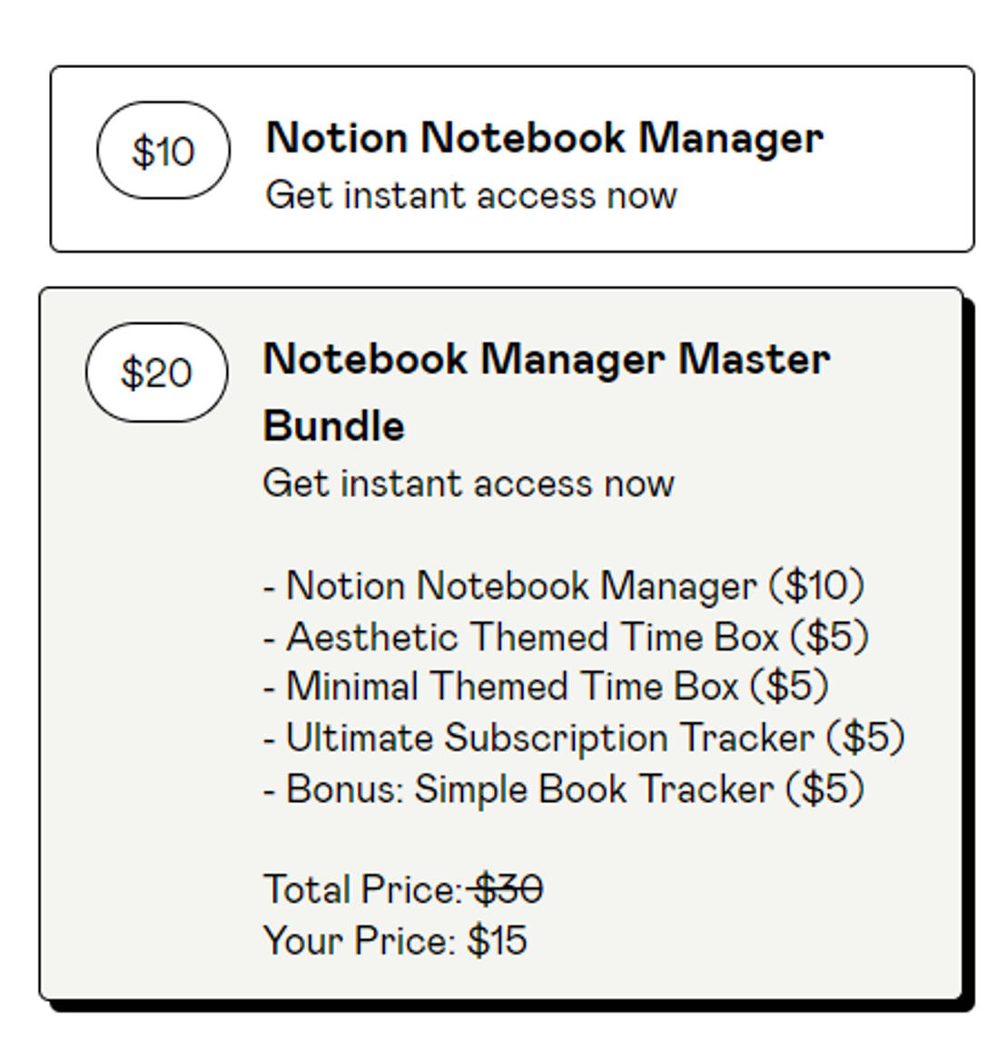 Notion Notebook Manager Pricing Cost and Pricing plans