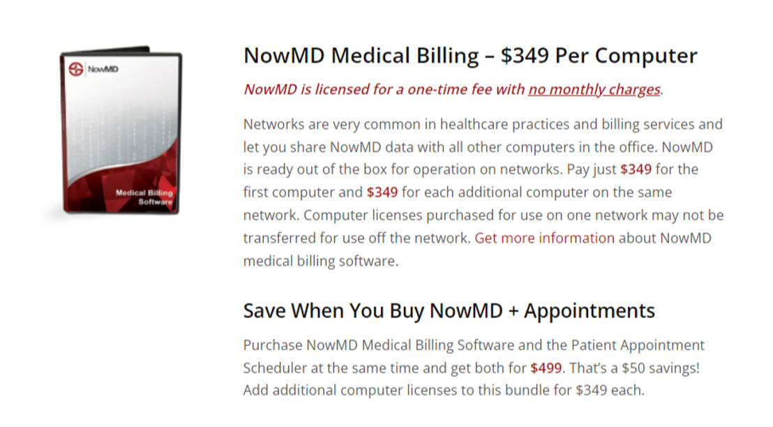 NowMD Medical Billing Pricing Cost and Pricing plans