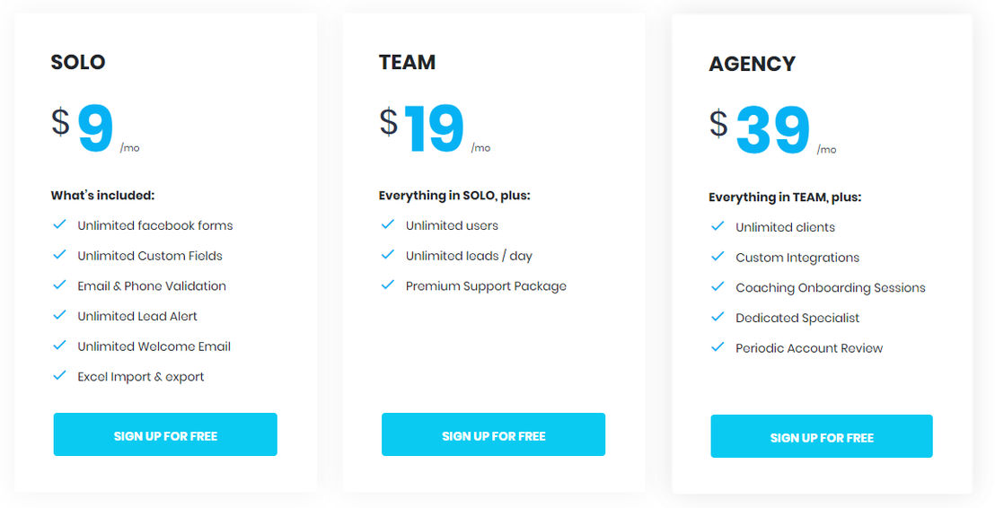 OhMyLead Pricing