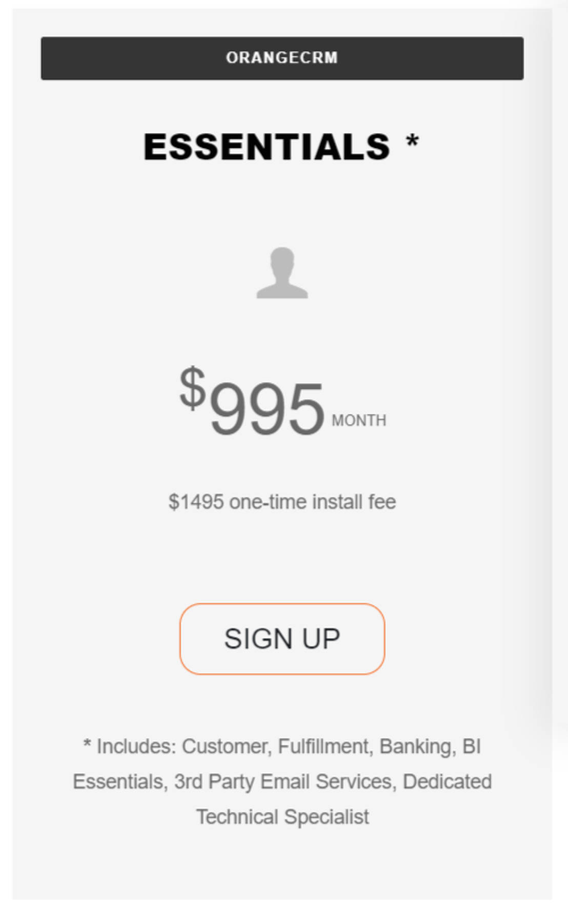 OrangeCRM pricing 1