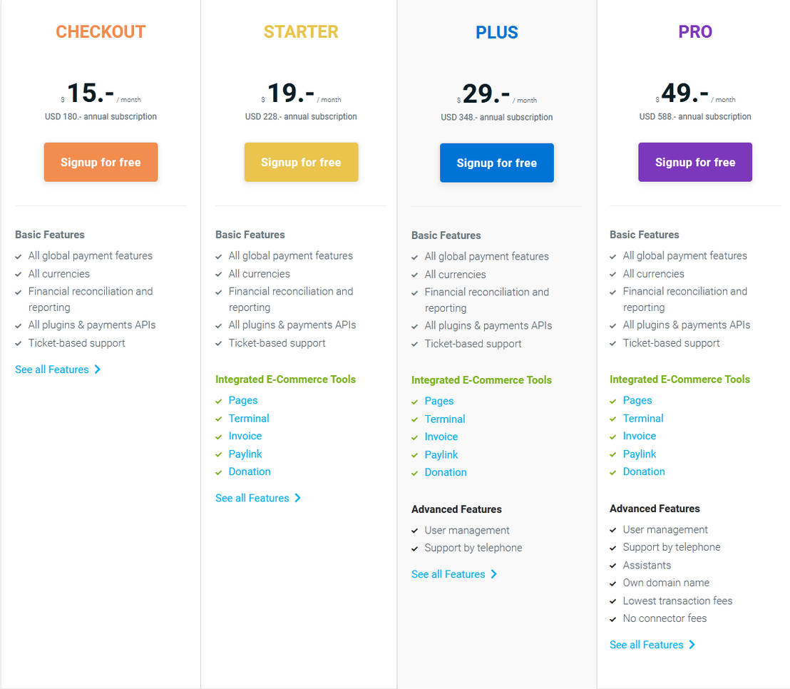 Payrexx pricing 1