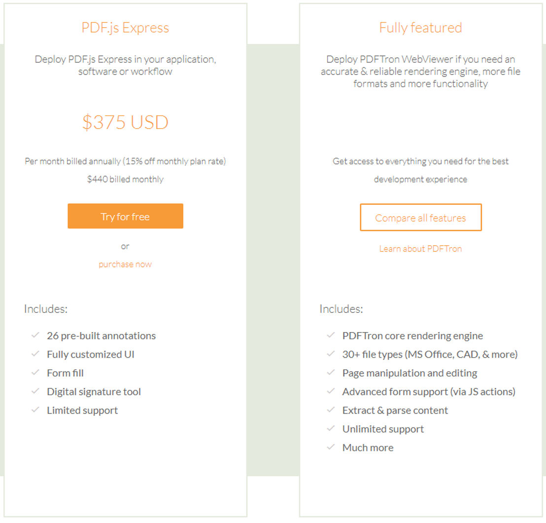PDF.js Express Pricing