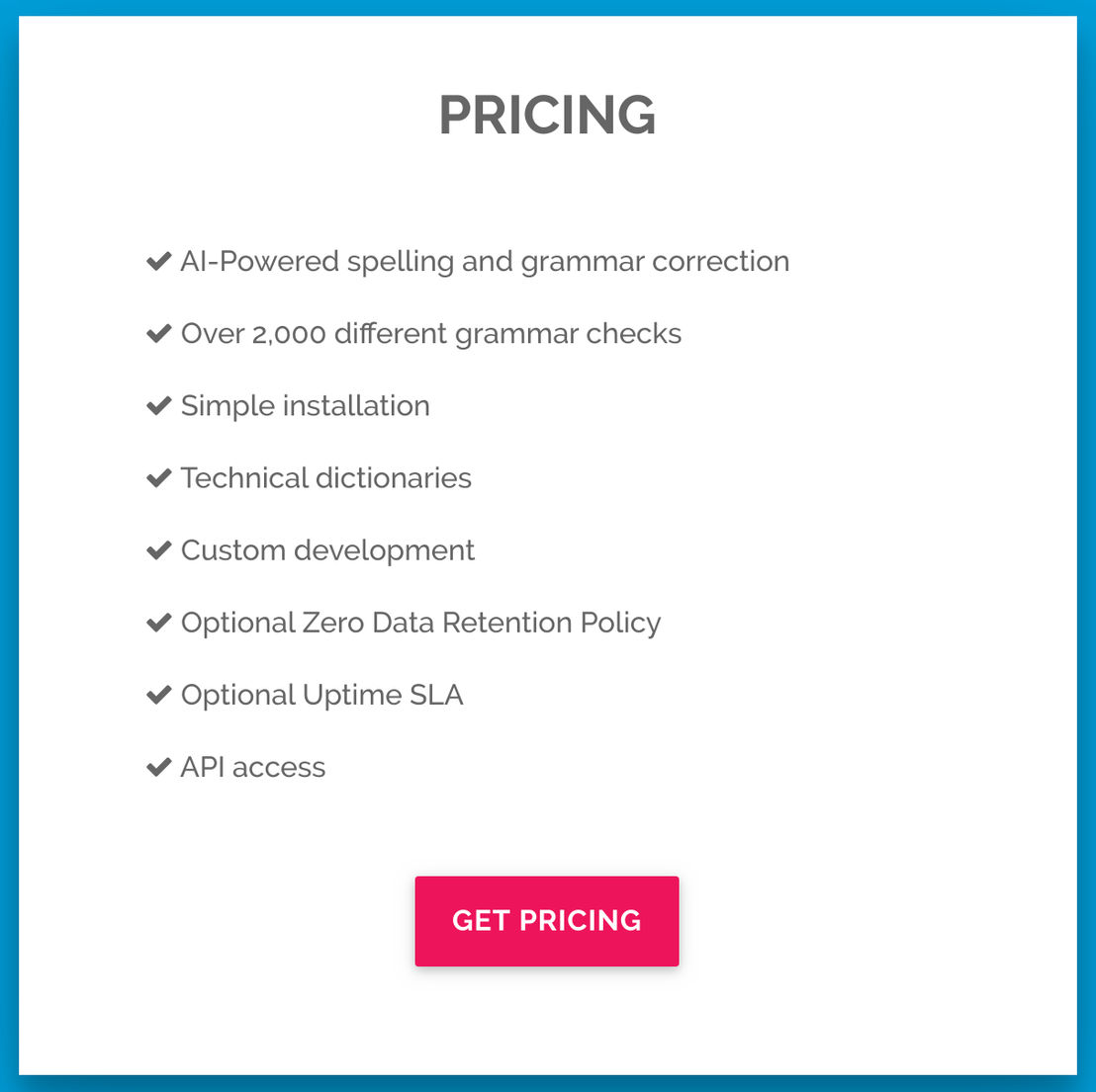 Perfect Tense Pricing