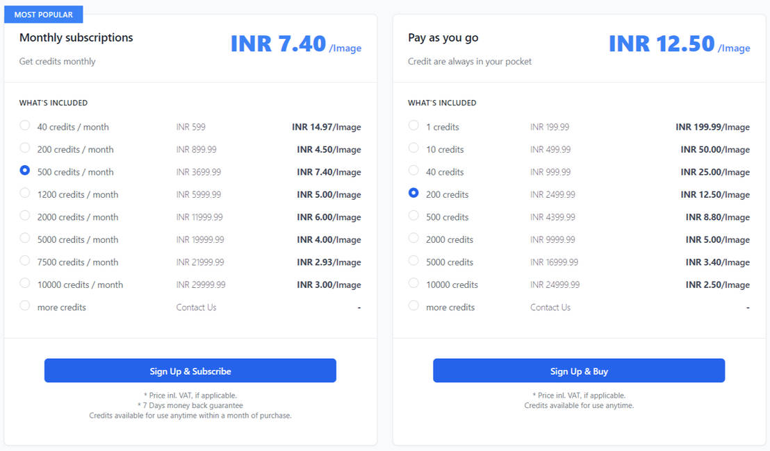 PixMiller pricing 1