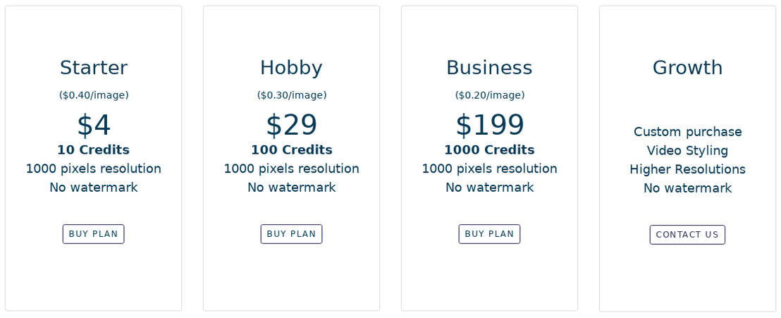 PixToStyle pricing 1