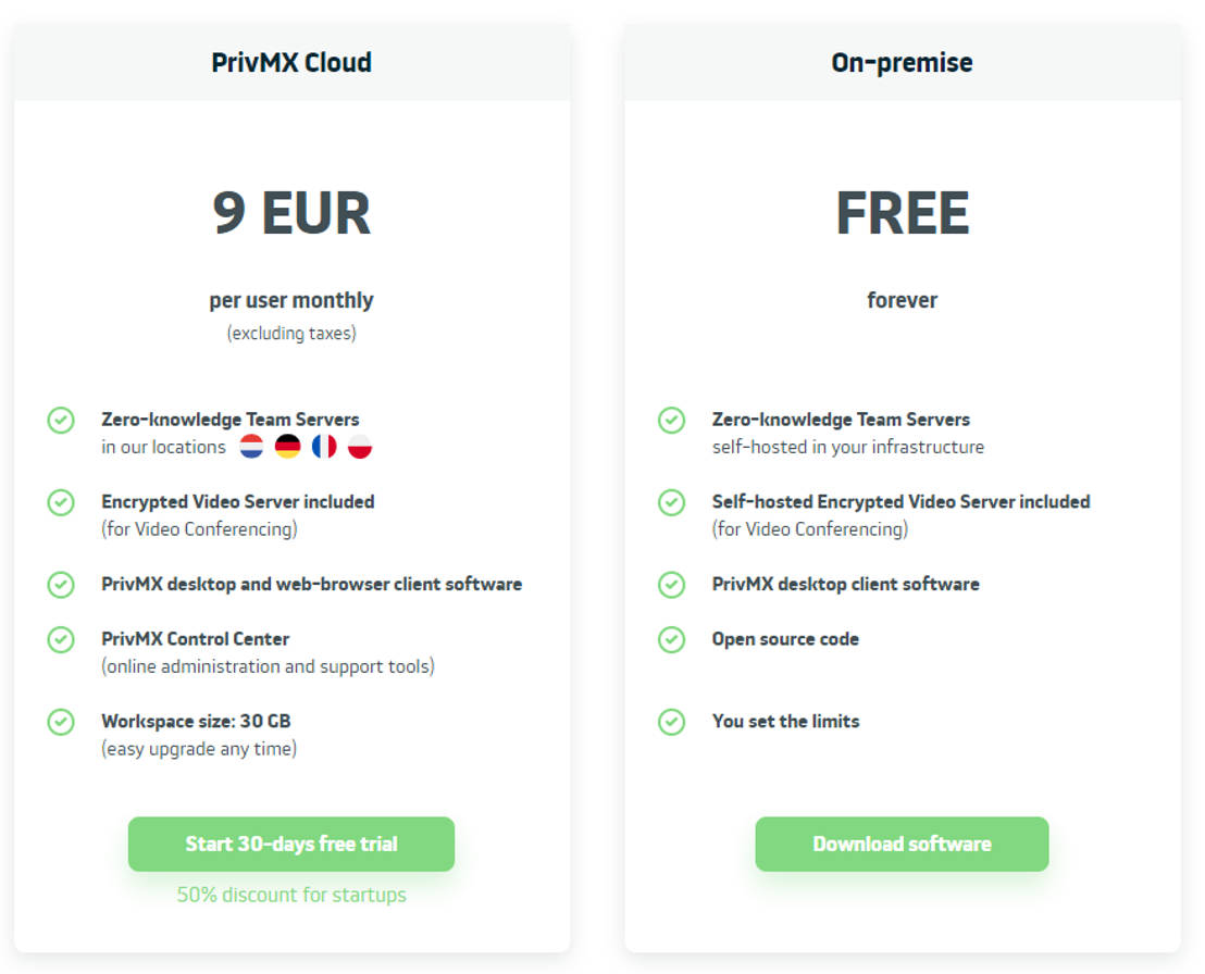 PrivMX pricing 1
