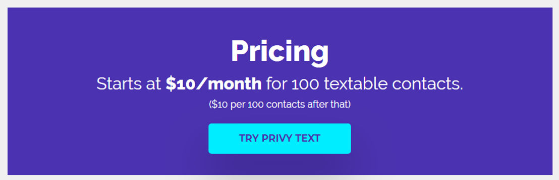 Privy Text Pricing