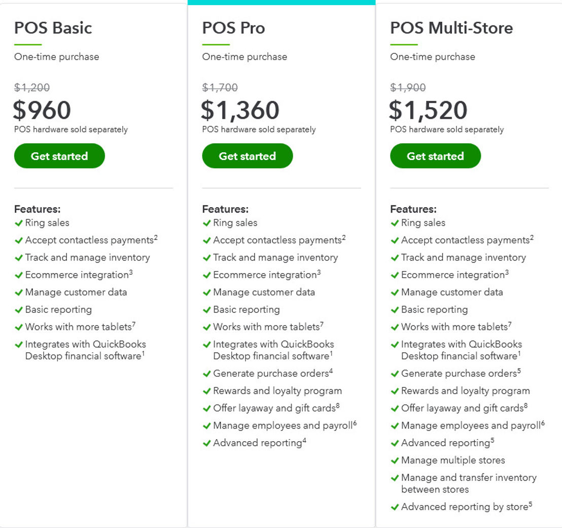 Quickbooks POS Pricing: Cost and Pricing plans