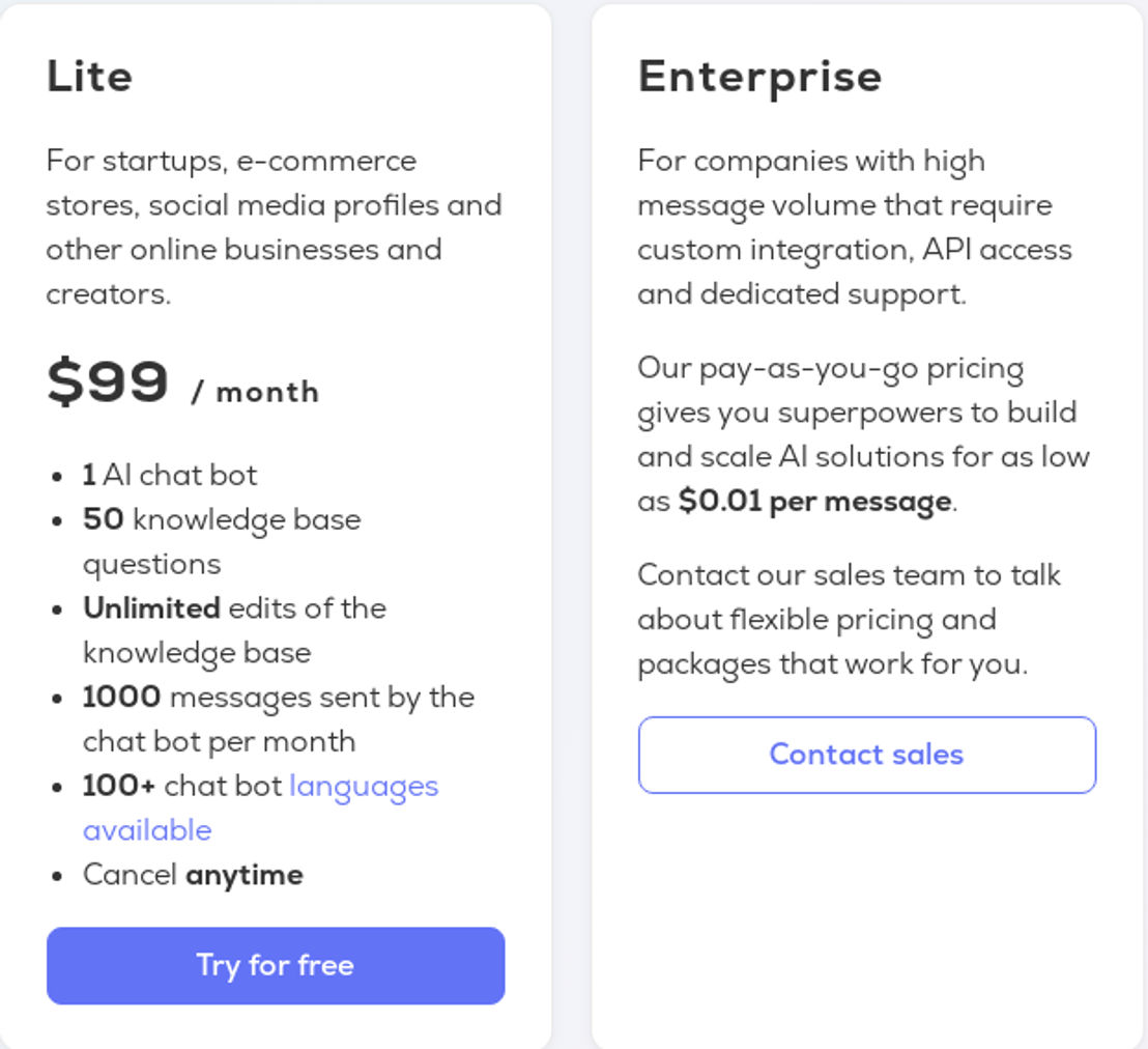 Quickchat Pricing