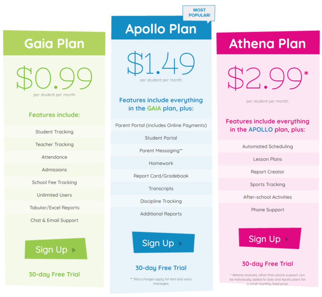 QuickSchools pricing 1