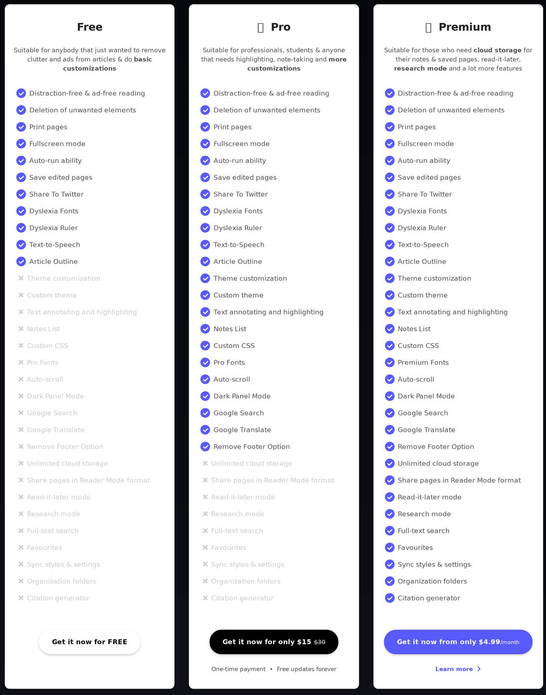 Reader Mode pricing 1