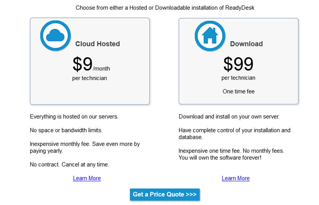 ReadyDesk pricing 1
