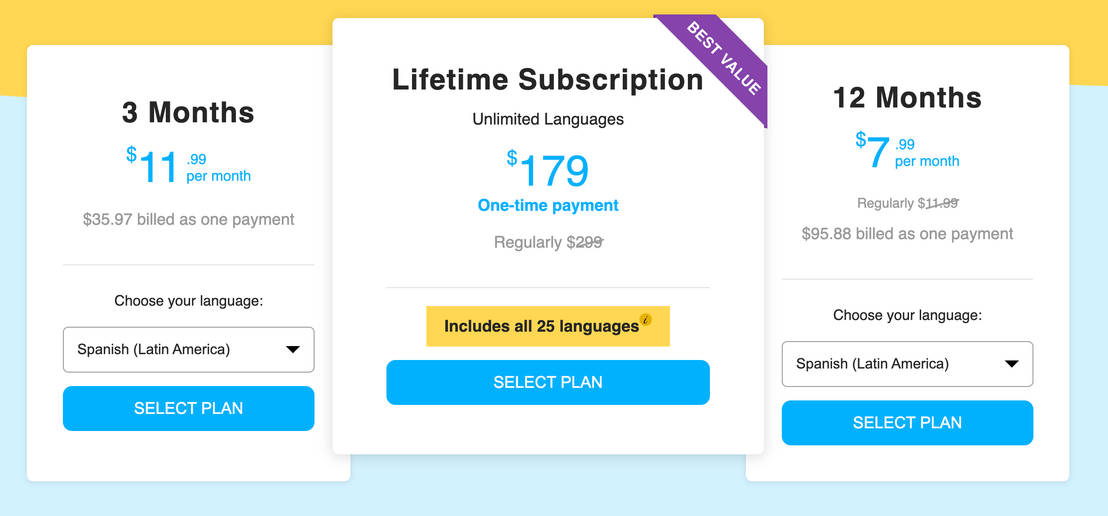 Rosetta stone pricing cost and pricing plans