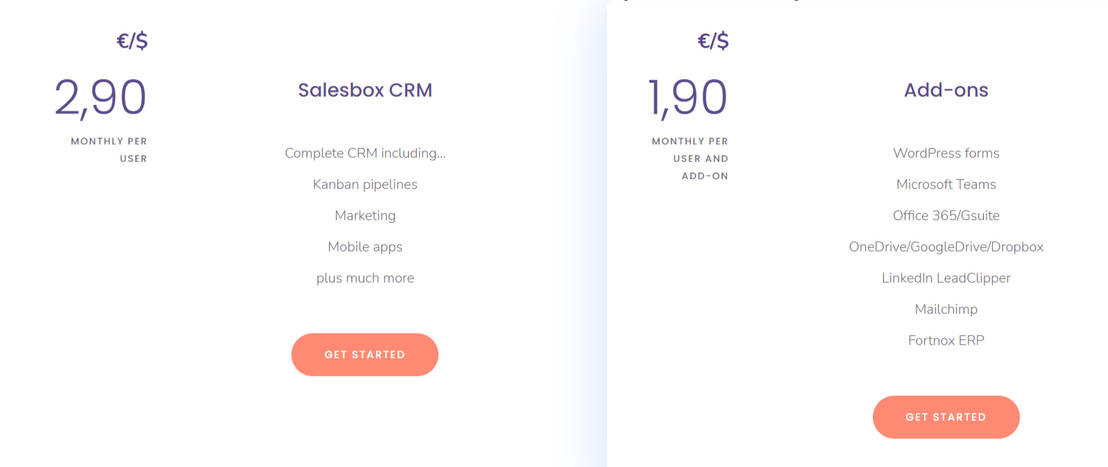 Salesbox CRM pricing 1