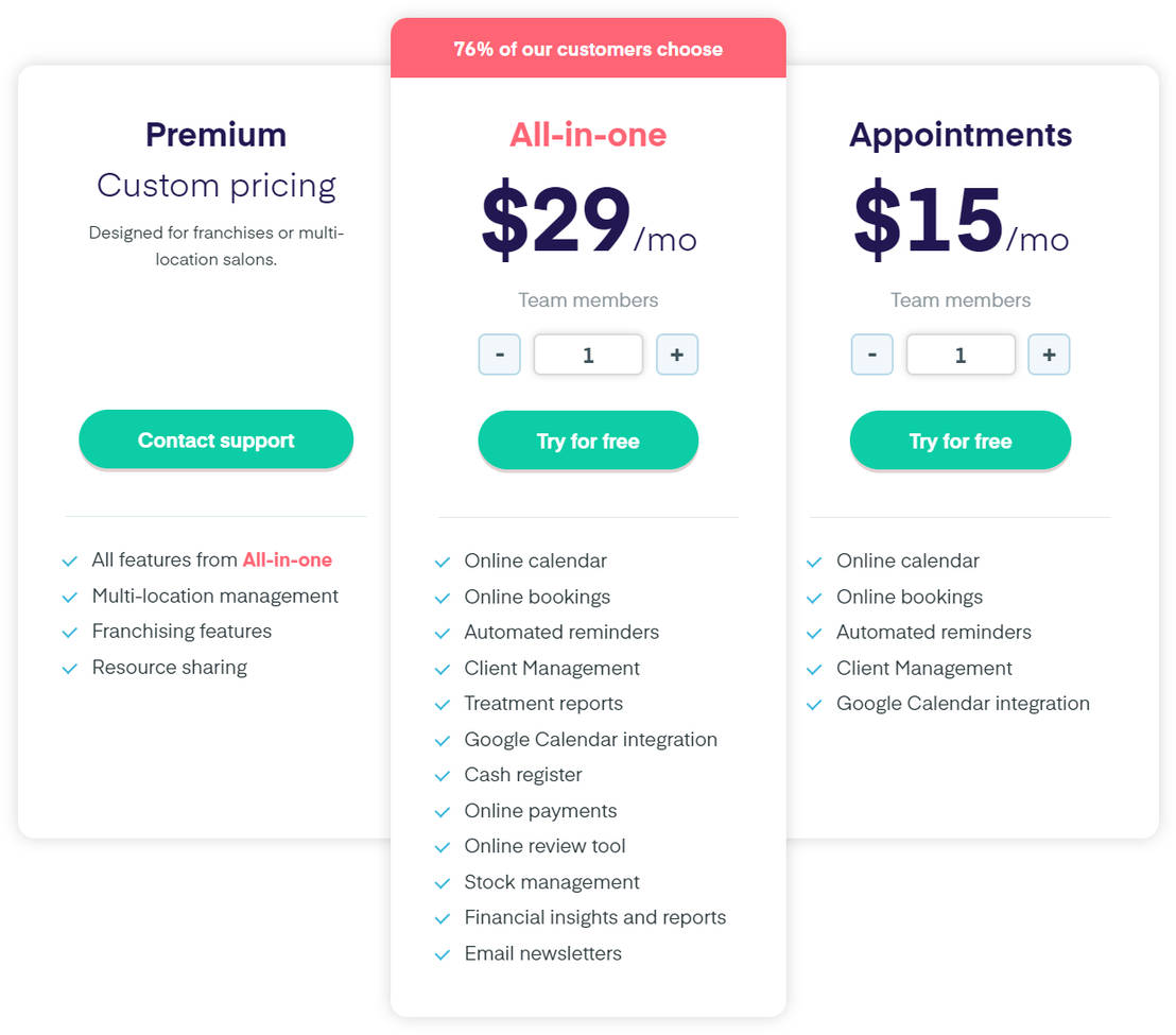 Salonized pricing 1