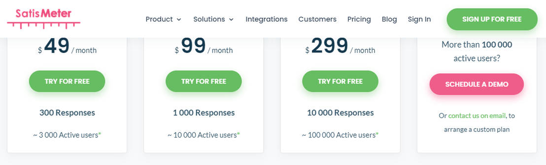 SatisMeter pricing 1