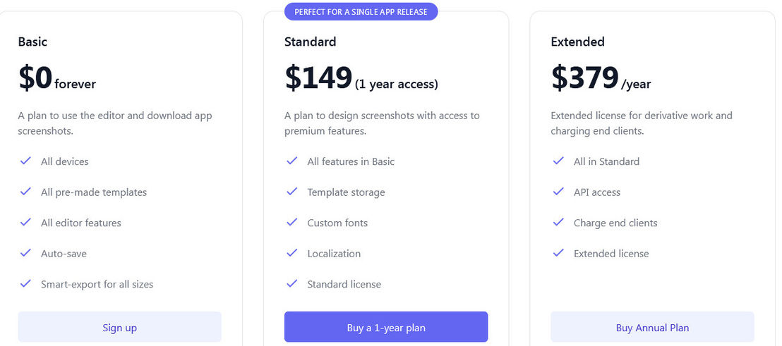 Screenshots Pro Pricing