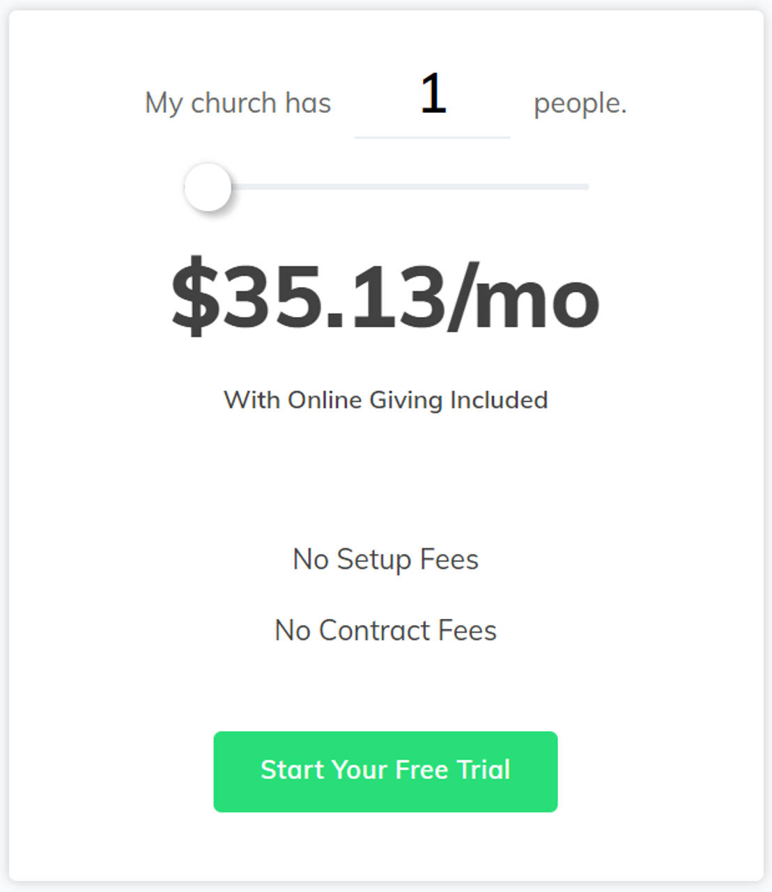 SimpleChurch CRM pricing 1