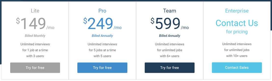 Spark Hire pricing 1