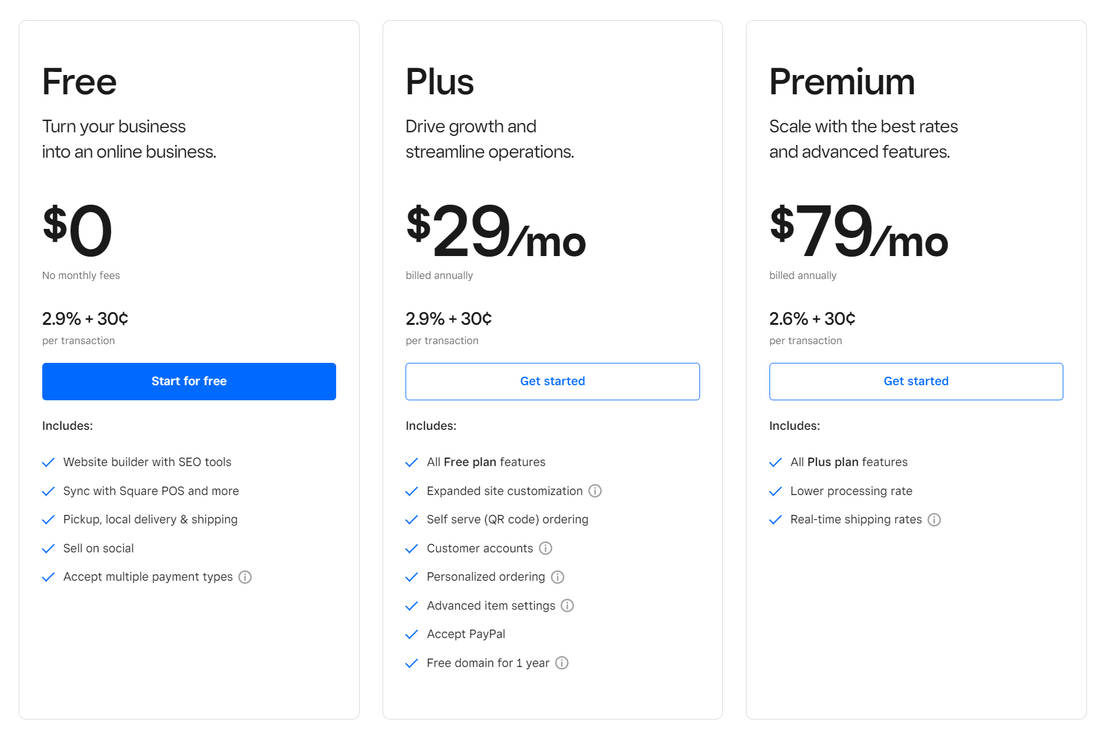 Square Online Store pricing 1