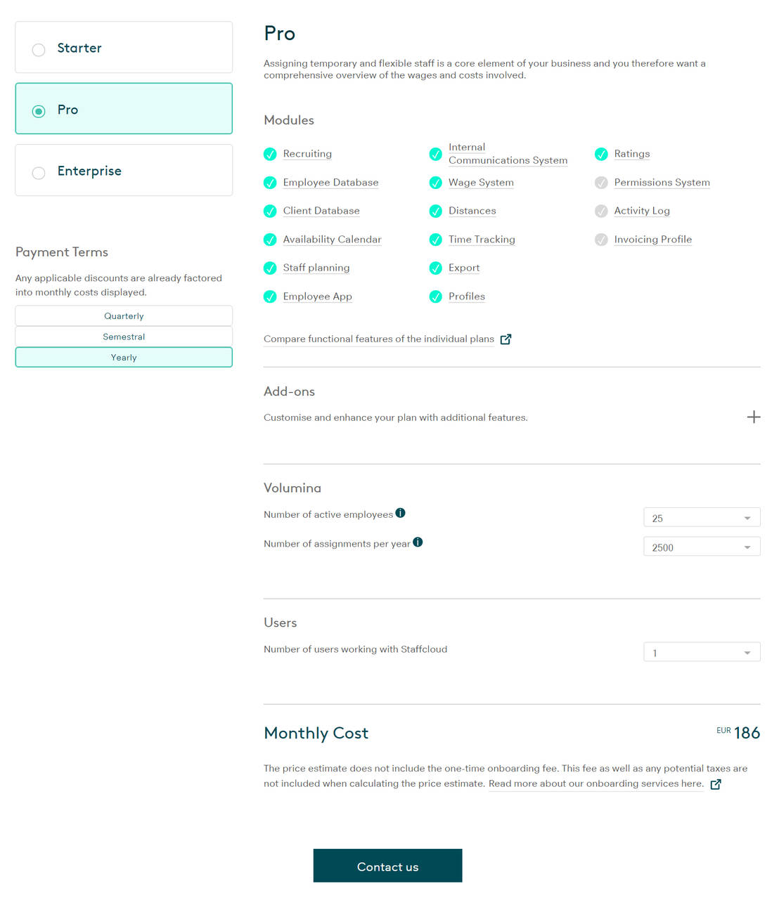 Staffcloud pricing 1