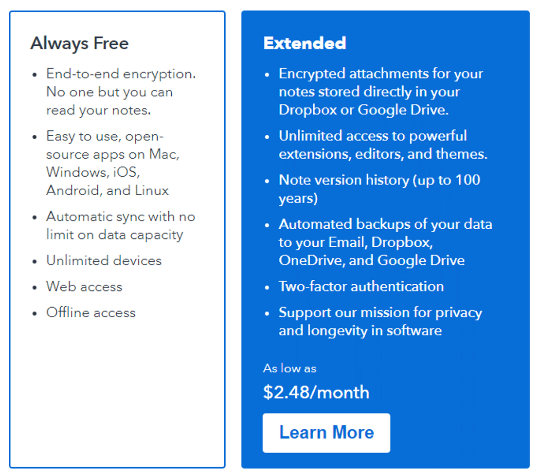 standard-notes-pricing-cost-and-pricing-plans