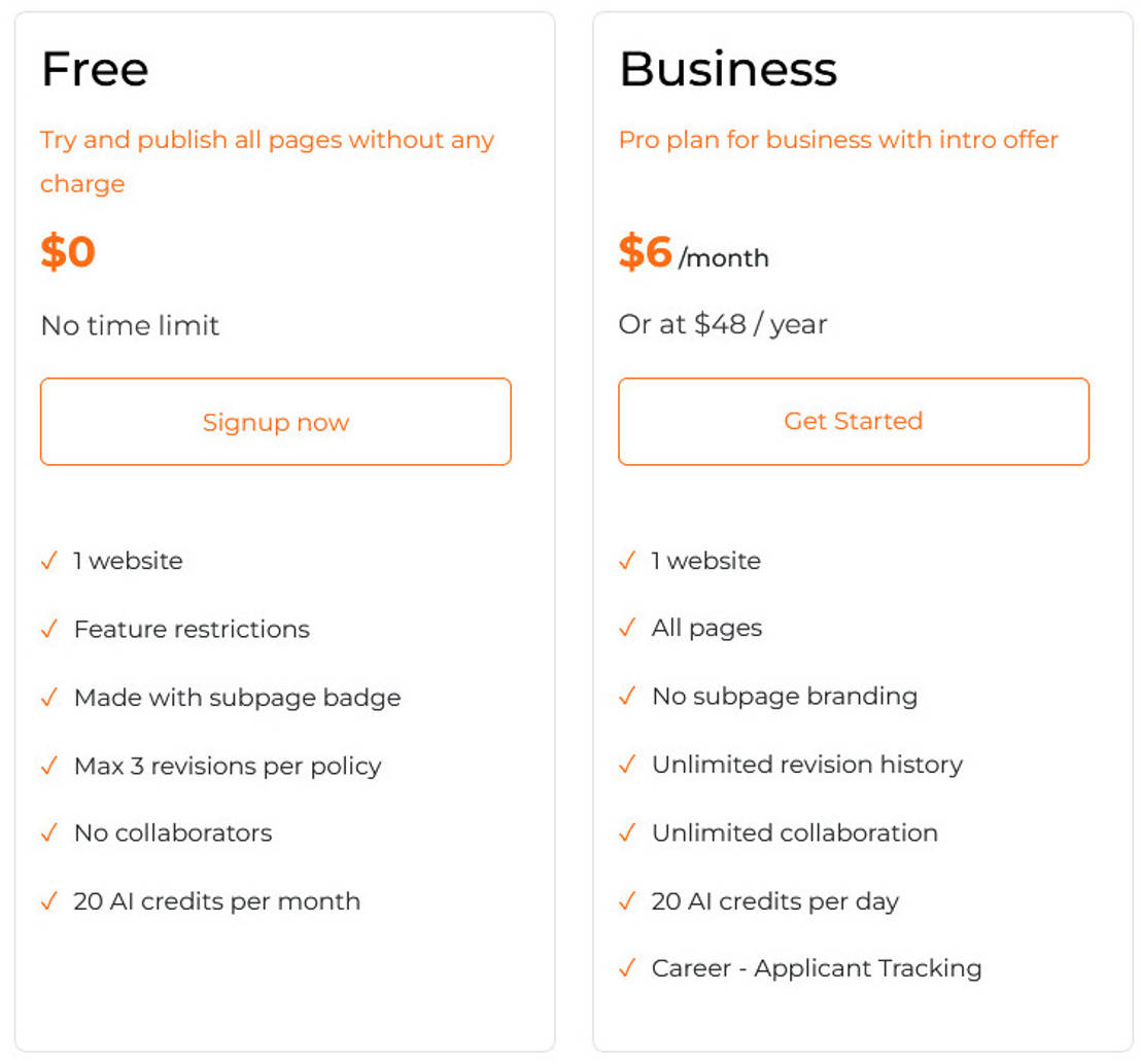 SubPage pricing 1