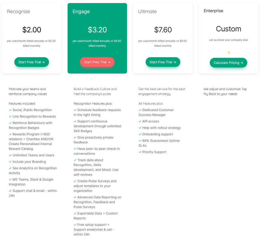 Tap My Back pricing 1