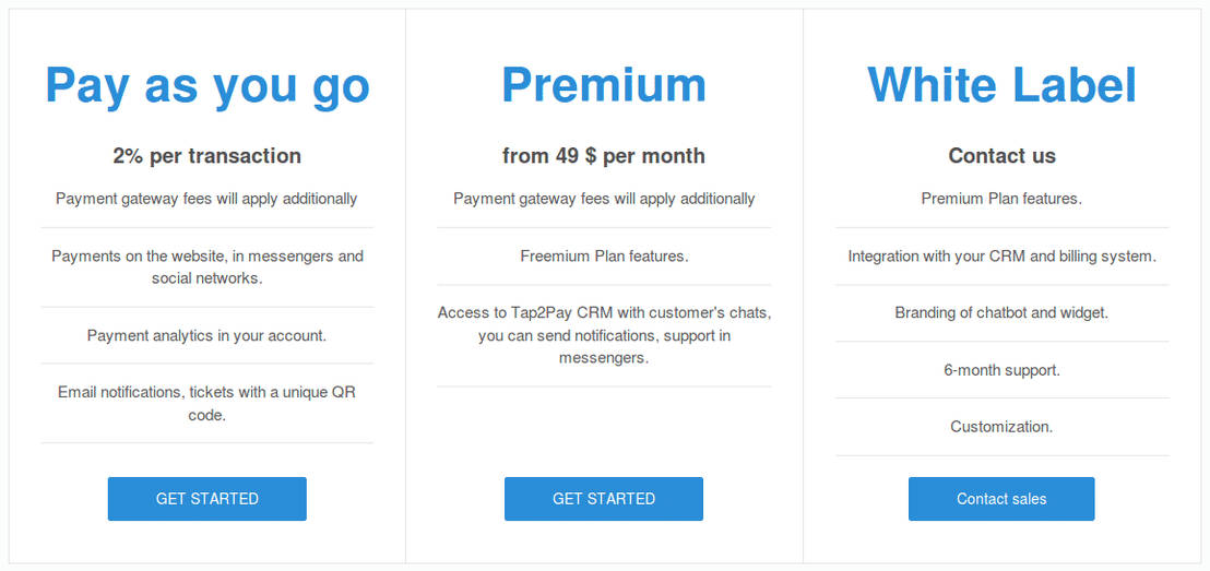 Tap2Pay pricing 1