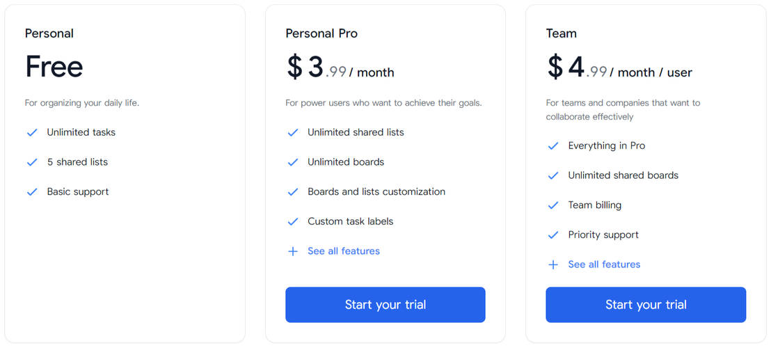 TasksBoard pricing 2