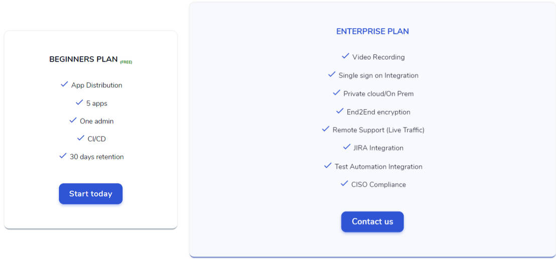 TestFairy pricing 1