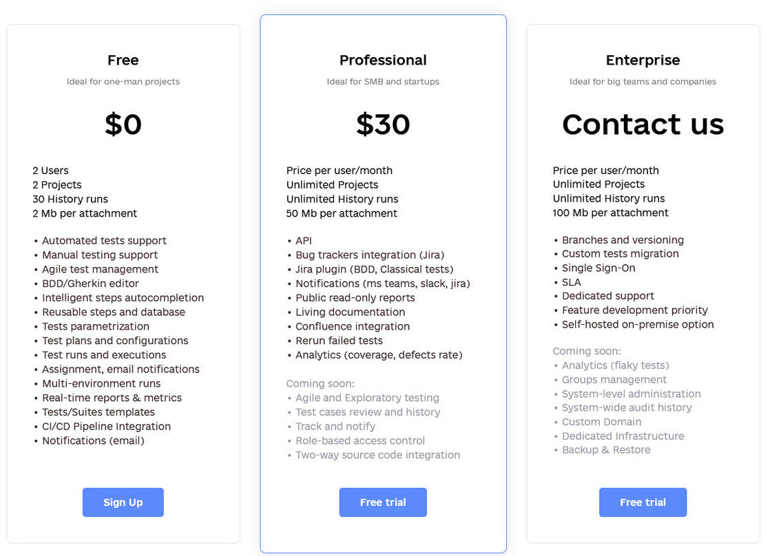 Testomat.io pricing 1
