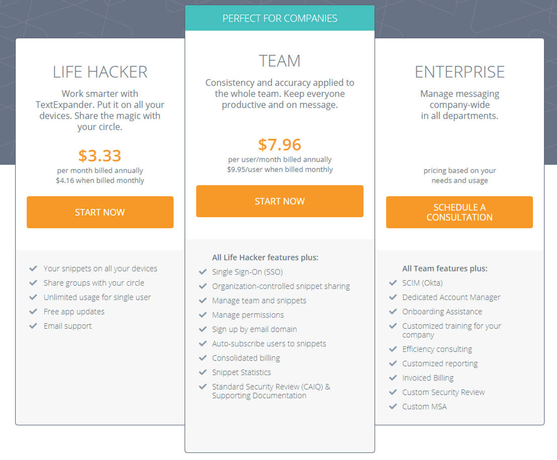 TextExpander pricing 1