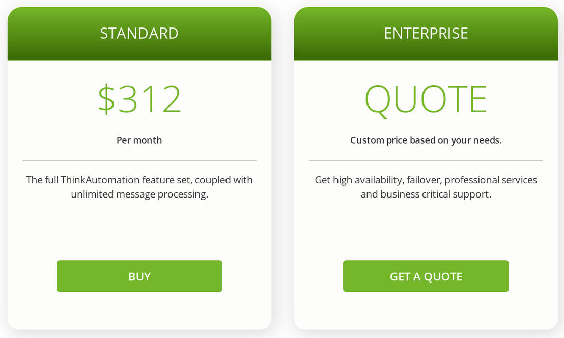 ThinkAutomation pricing 1