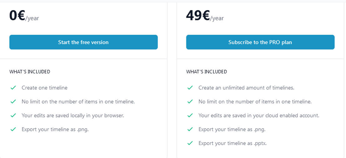 Timeline Hero pricing 1