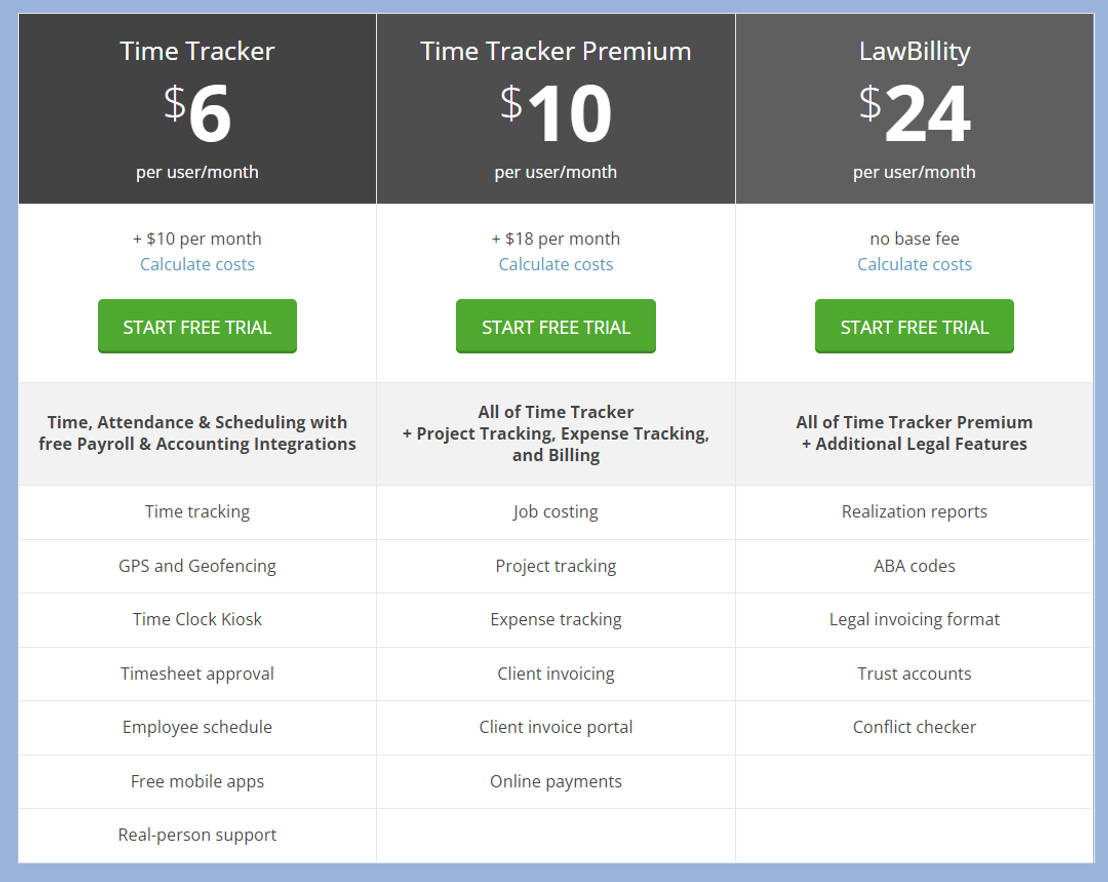 Time Tracker by eBillity pricing 2