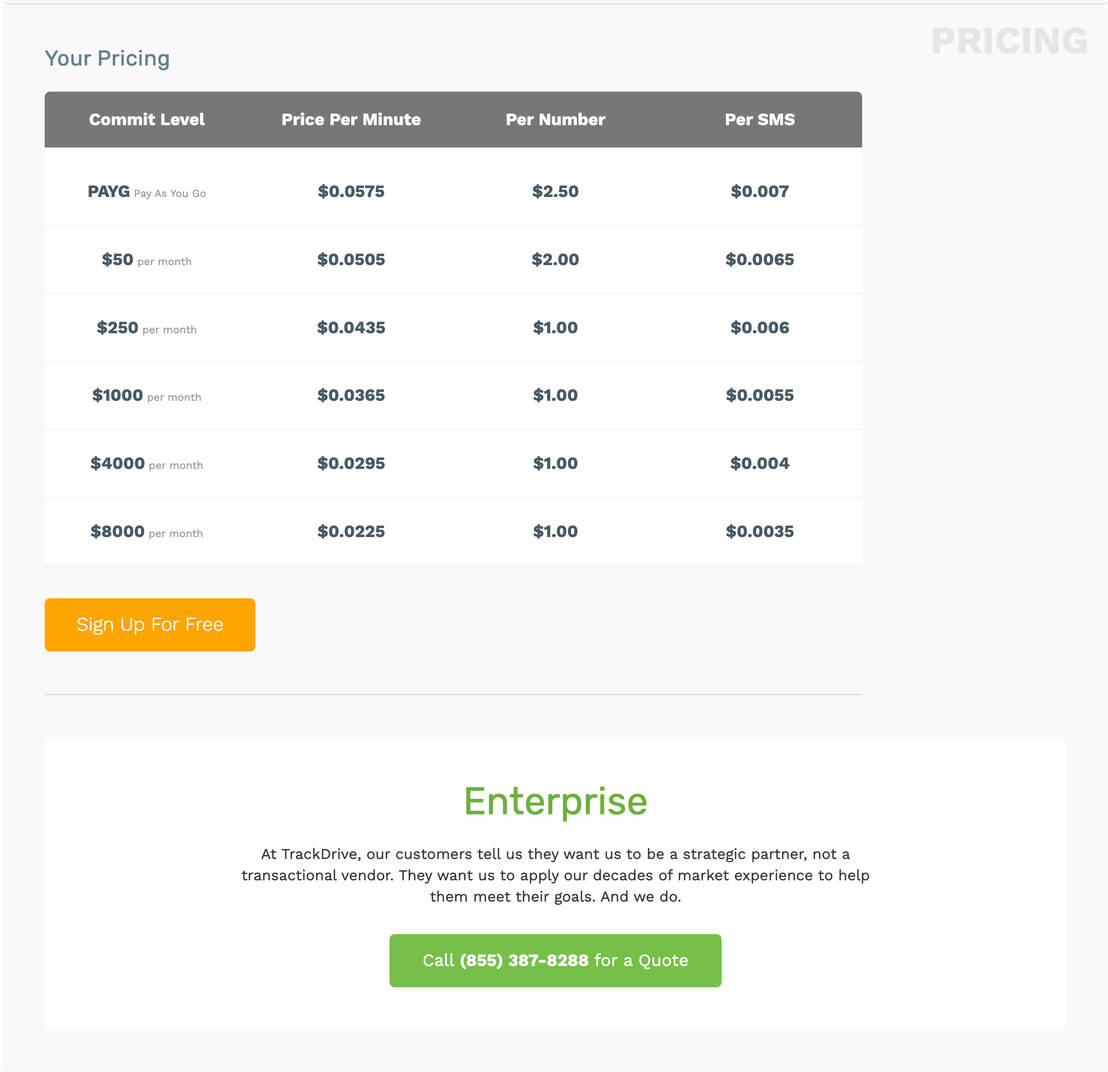 TrackDrive pricing 1