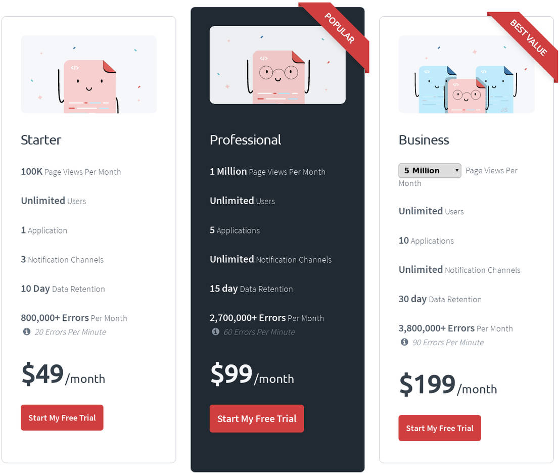 TrackJS pricing 1