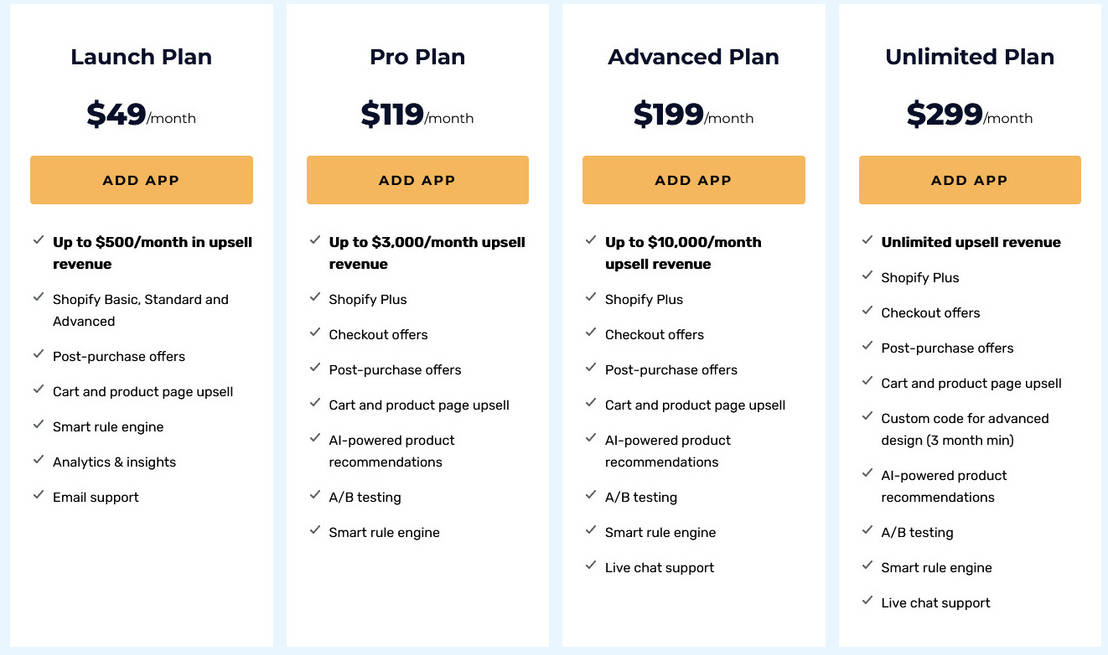 UpsellPlus pricing 1