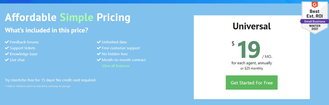 UserEcho pricing 1